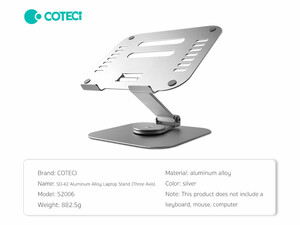 نگهدارنده لپ تاپ و مک بوک سه محوره آلومینیومی کوتتسی COTECi SD-42 Aluminum Alloy Laptop Stand 52006