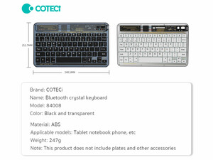 قیمت کیبورد بی سیم کریستالی کوتتسی Coteetci Bluetooth Crystal keyboard 84008