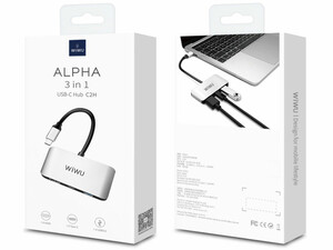 آداپتور تایپ سی به اچ دی ام آی، تایپ سی و یو اس بی ویوو WiWU ALPHA 3 IN 1 USB-C HUB C2H