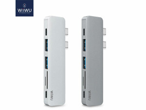 هاب تایپ سی 7 پورت ویوو WiWU T8 usb 3.0 connector type-c hub(PD/micro SD/SD Card slot/USB 3.0 port /HDMI)
