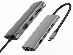 هاب تایپ سی 11 پورت ویوو WiWU Alpha 11 in 1 (HDMI + 4*USB + VGA + RJ45 + SD + 3.5MM) Type C Hub