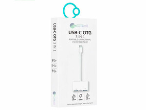 کابل تبدیل او تی جی تایپ سی به یو اس بی و تایپ سی کوتتسی Coteetci USB-C 3in1 OTG 33018