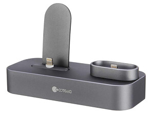 پایه شارژ آیفون و ایرپاد کوتتسی Coteetci 2 in 1 Aluminum Charging Base CS7205-GY