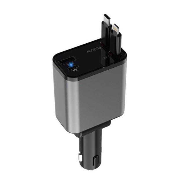 شارژر فندکی گرین لاین مدل GN2PD1QCLCCBK توان 50 وات با کابل لایتنینگ