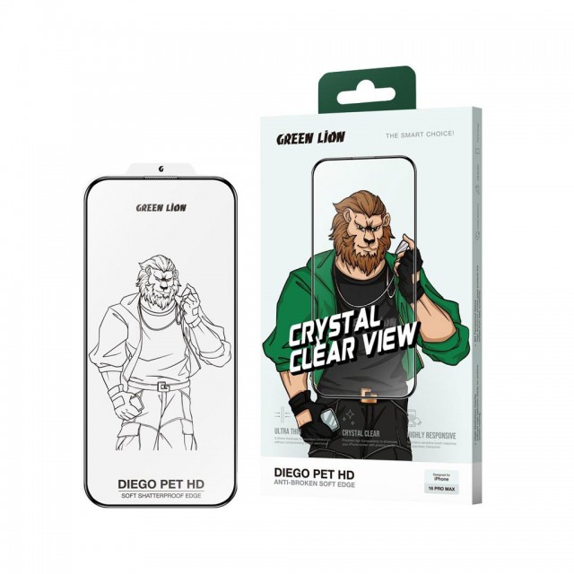 گلس شفاف گرین لاین مدل Diego Pet HD آیفون iPhone 16 Pro Max