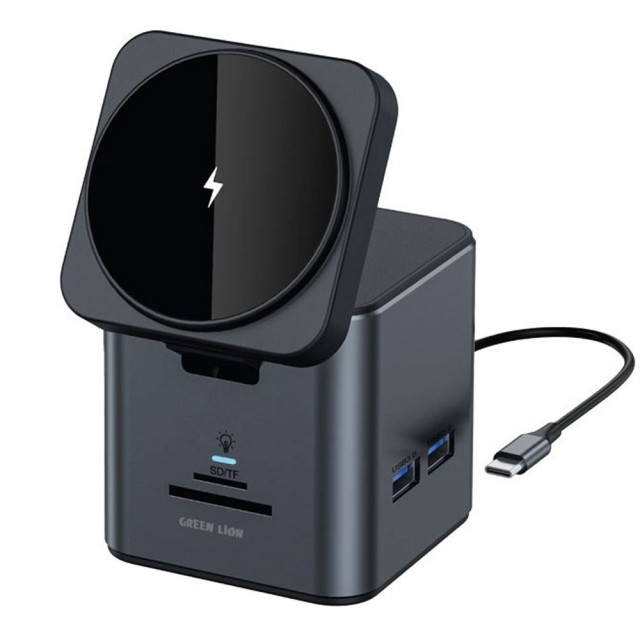 هاب تایپ سی 9 پورت و شارژر بی سیم گرین لاین مدل Docking Station