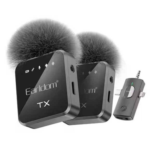 میکروفون یقه‌ای بی سیم ارلدام مدل MC13 دوکاربره تایپ سی/لایتنینگ/AUX