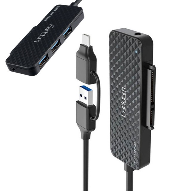 هاب 3 پورت و مبدل USB 3.0 و تایپ سی به SATA ارلدام مدل ET-W37