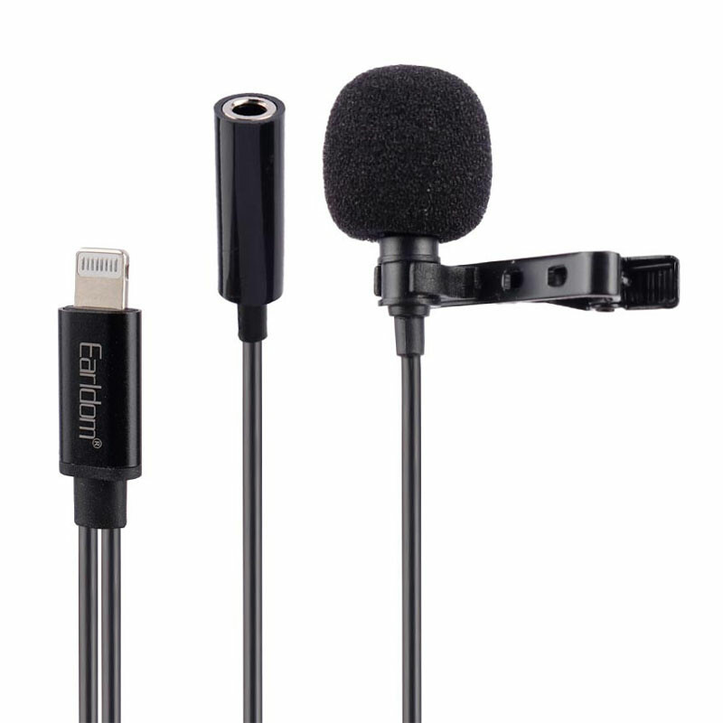 میکروفون یقه ای لایتنینگ و جک 3.5 میلیمتری ارلدام مدل E40 طول 2 متر