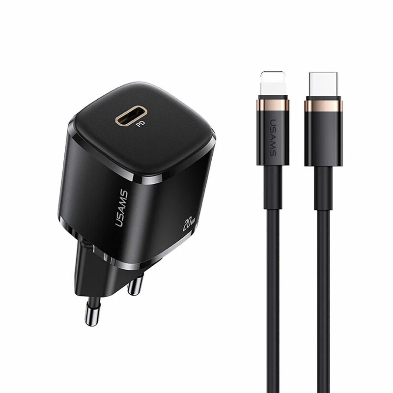 شارژر دیواری یوسمز مدل USAMS-XFK توان 20 وات با کابل تایپ سی به لایتنینگ
