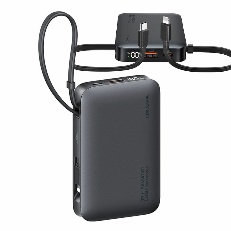 پاوربانک یوسمز مدل CD228 ظرفیت 10000 توان 20 وات با کابل متصل