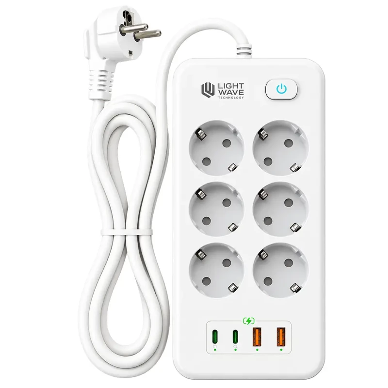 چندراهی برق و USB لایت ویو مدل LightWave LW-EXT-662U2C