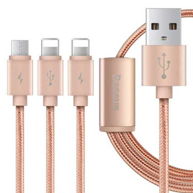 کابل شارژ سه سر بیسوس مدل Sharing Series طول 1.2 متر توان 2 آمپر