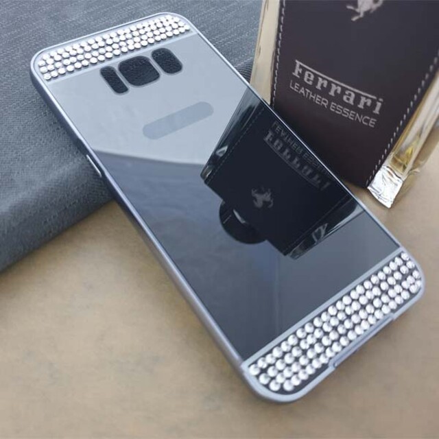 قاب آینه‌ای نگین‌دار دور فلزی موبایل سامسونگ S8