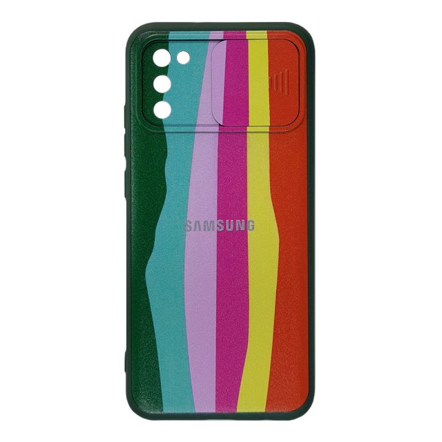 قاب سیلیکونی رنگین کمانی محافظ لنزدار کشویی سامسونگ A02s