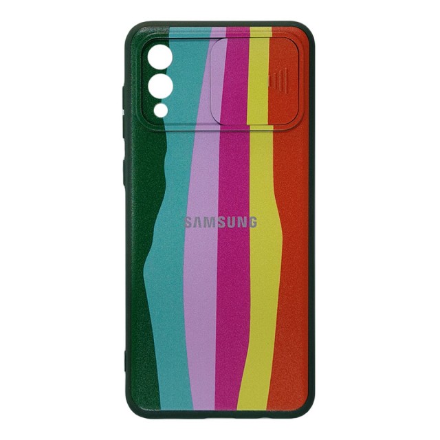 قاب سیلیکونی رنگین کمانی محافظ لنزدار کشویی سامسونگ A02