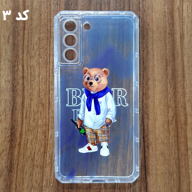 قاب ژله ای شفاف محافظ لنز دار خرسی موبایل سامسونگ S21 FE