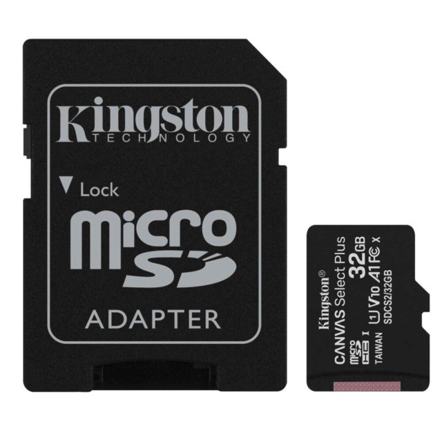 کارت حافظه microSDHC کینگستون مدل Canvas Select کلاس 10 استاندارد UHS-I U1 سرعت 100MBps ظرفیت 32 گیگابایت به همراه آداپتور SD