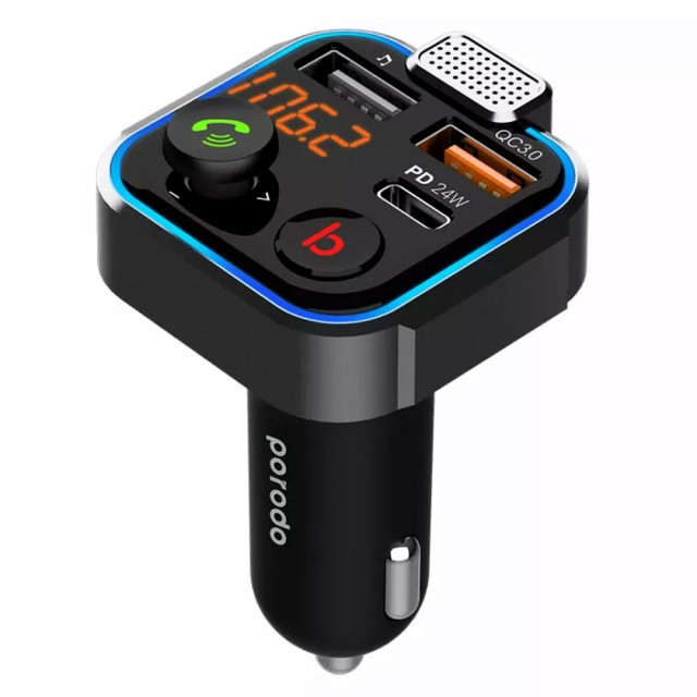 شارژر فندکی و اف ام پلیر بلوتوثی پرودو مدل PD-FM42WBB-BK توان 42 وات