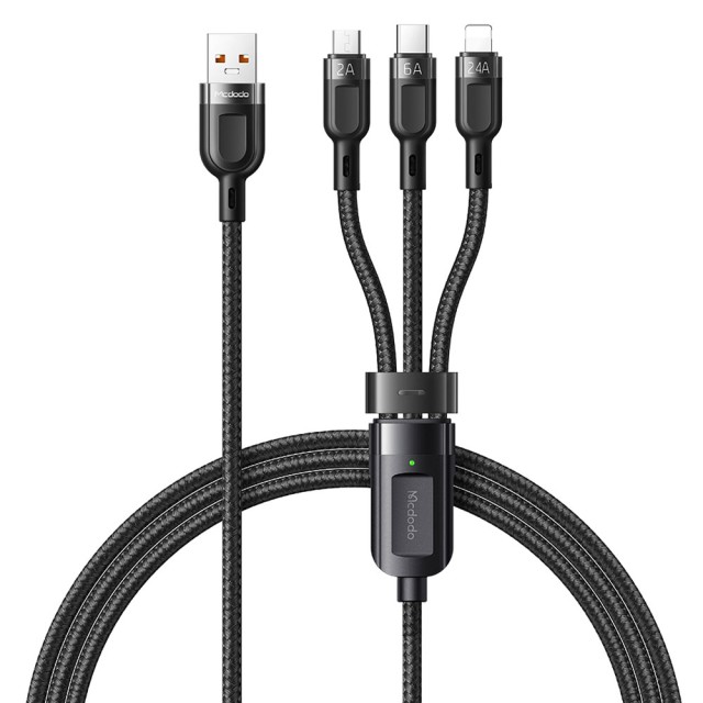 کابل شارژ سه سر مک دودو مدل CA-0930 طول 1.2 متر توان 65 وات