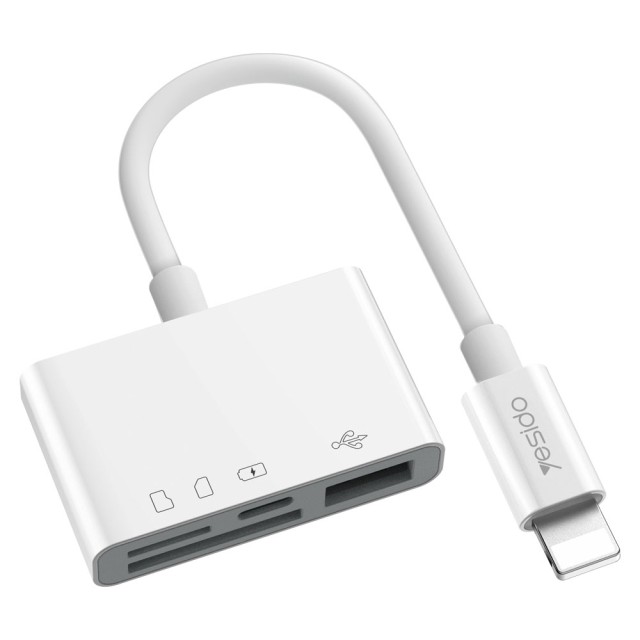 مبدل چندکاره OTG فلش مموری و مموری کارت به لایتنینگ یسیدو Yesido GS12