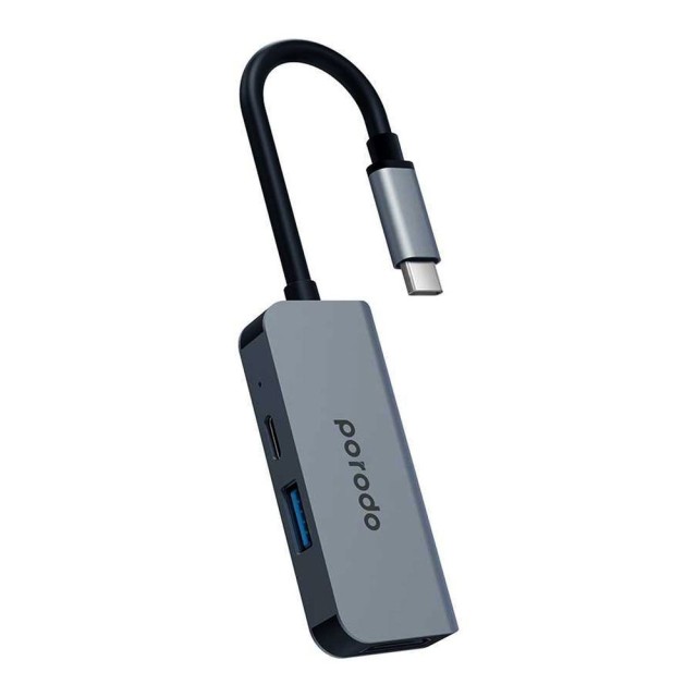 هاب تایپ سی 3 پورت پرودو Porodo PD-4K31C-GY