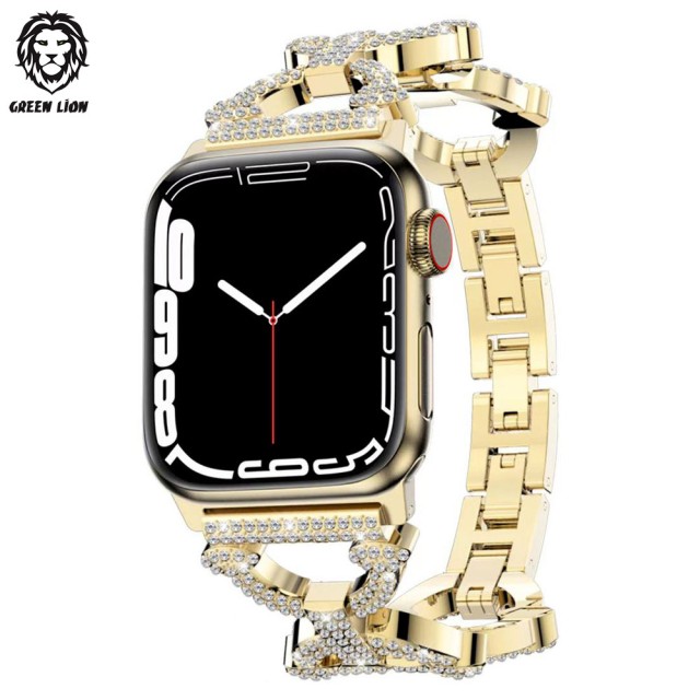 بند فلزی نگین دار اپل واچ گرین لاین 42/44/45 میلی متر Green Lion Bello