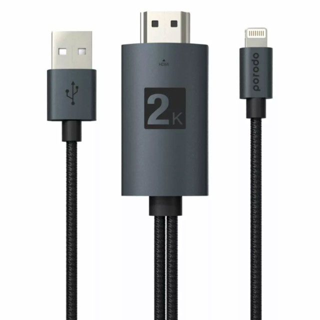 کابل تبدیل HDMI به لایتنینگ / USB پرودو مدل PD-ABHDL2-BK طول 2 متر
