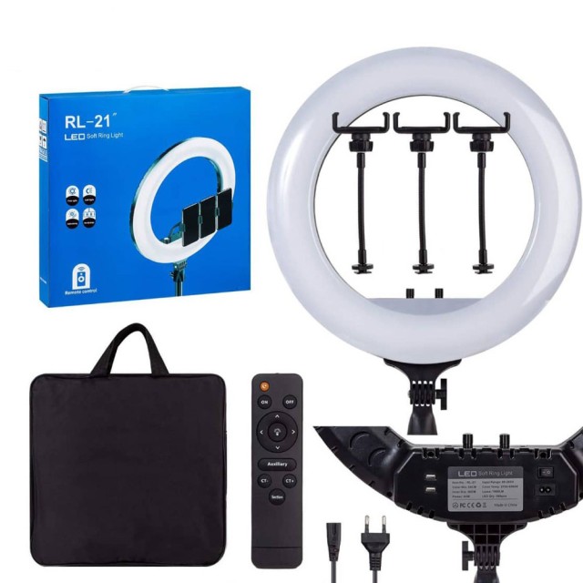 رینگ لایت حرفه ای 54 سانتی مدل RL-21 به همراه سه پایه و کیف