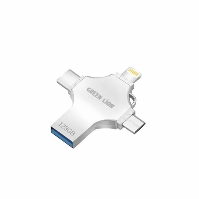 فلش مموری + مبدل گرین لاین مدل GN4IN1USB128SL ظرفیت 128 گیگابایت