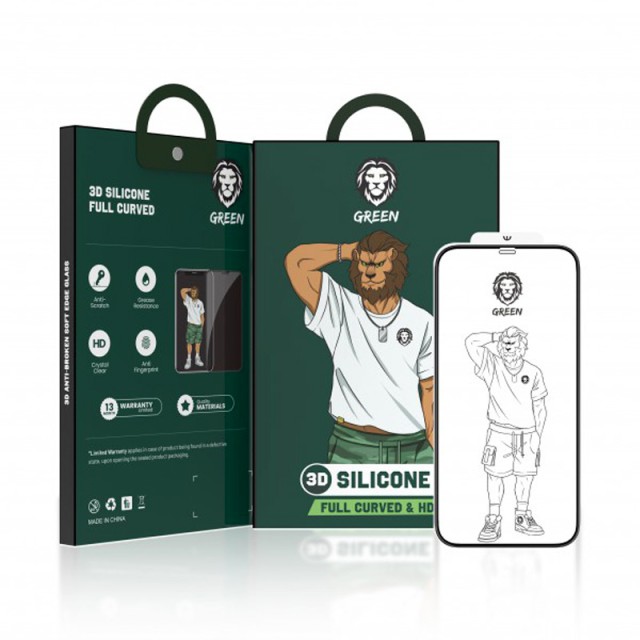 گلس شفاف لبه سیلیکونی گرین لاین 3D Silicone Plus آیفون iPhone 11/Xr