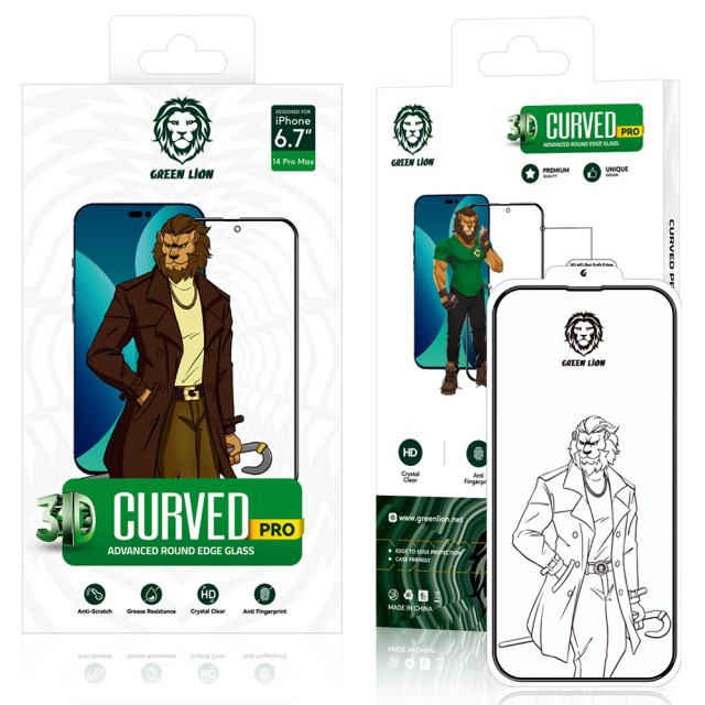 گلس شفاف گرین لاین 3D Curved Pro آیفون iPhone 14 Pro