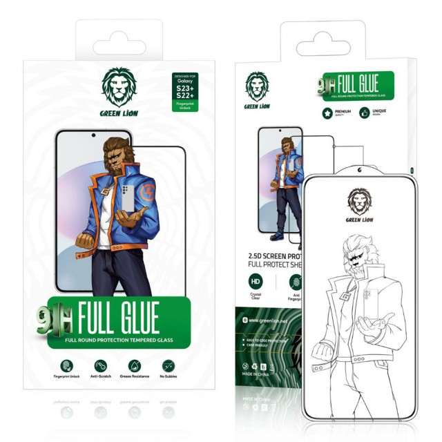 گلس شفاف گرین لاین 9H Full Glue سامسونگ S23 Plus/S22 Plus