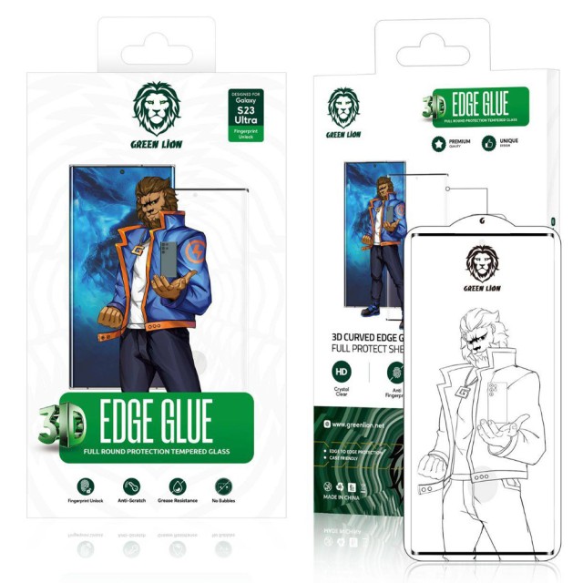گلس شفاف گرین لاین 3D Edge Glue سامسونگ S23 Ultra