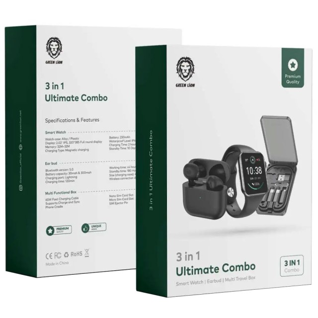 پک 3 در 1 گرین لاین 3IN1 Ultimate Combo Smart Watch/Earbud/Multi Travel Box