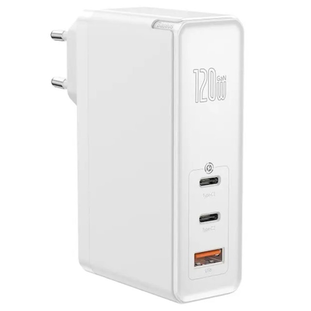 شارژر دیواری بیسوس GaN2 Pro Quick Charger 2C+U CCGAN-J توان 120 وات با کابل