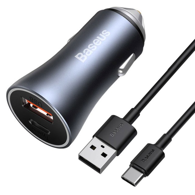 شارژر فندکی بیسوس مدل Golden Contactor Pro TZCCJD-0G با کابل Type-C توان 40 وات