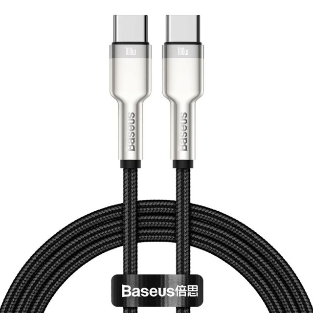 کابل شارژ USB-C به USB-C بیسوس مدل Cafule Metal CATJK-C01 طول 1 متر توان 100 وات