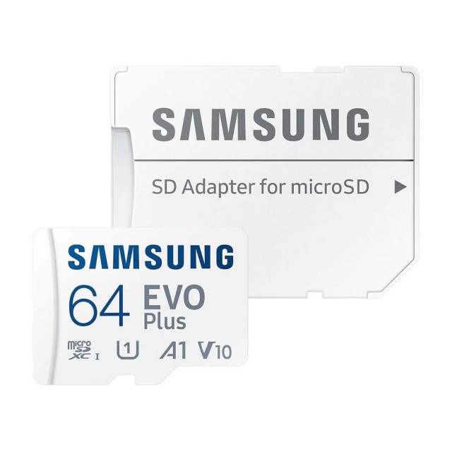 کارت حافظه MicroSDXC سامسونگ مدل Samsung EVO Plus UHS-I U1 A1 V10 ظرفیت 64 گیگابایت به همراه آداپتور SD
