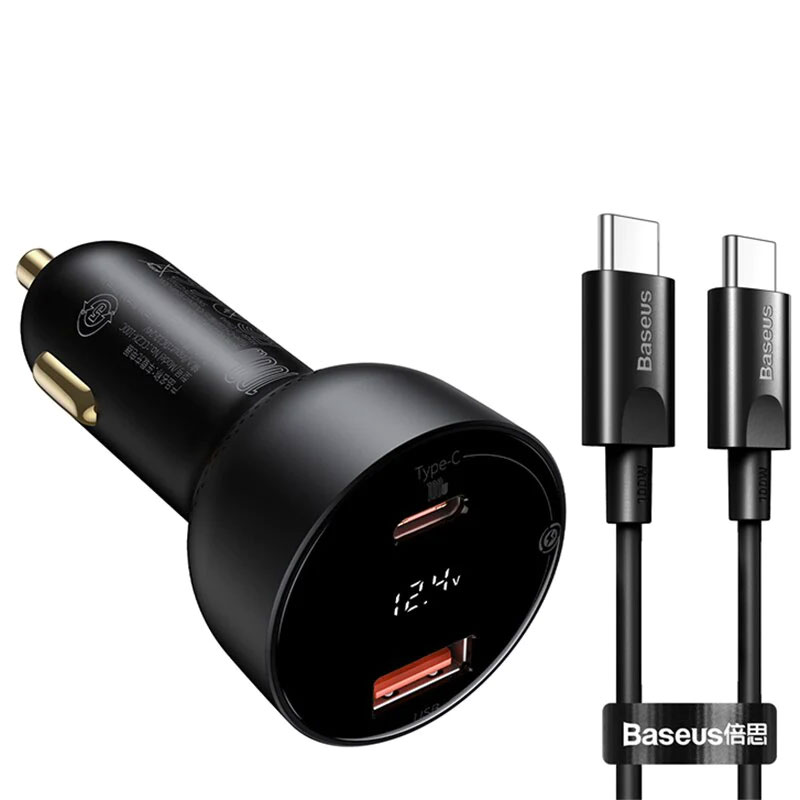 شارژر فندکی بیسوس Superme Digital Display PPS TZCCZX-01 با کابل Type-C توان 100 وات