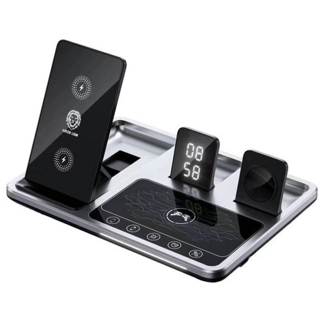 شارژر وایرلس 4 کاره گرین لاین Green Lion 4IN1 Wireless Charging Station توان 15 وات