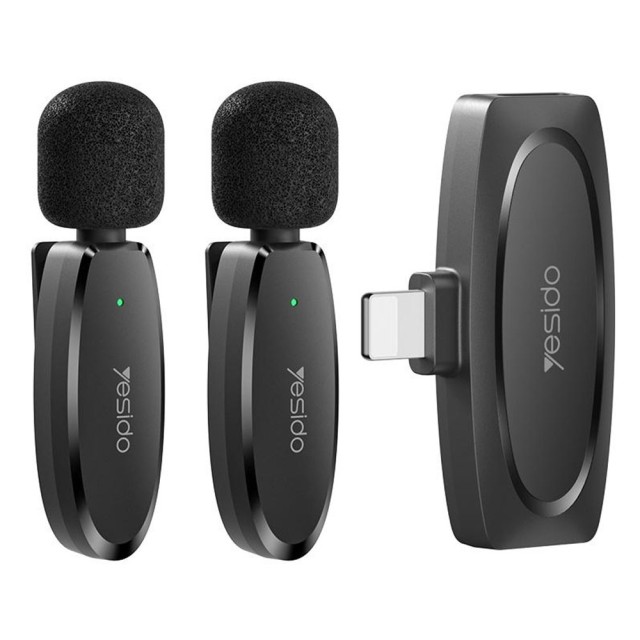 میکروفون یقه‌ای بی سیم یسیدو مدل Yesido KR14 دوکاربره لایتنینگ
