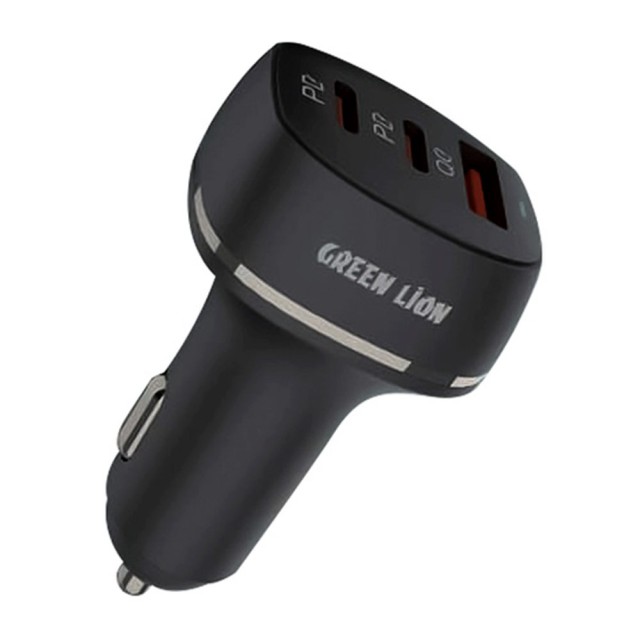 شارژر فندکی سه پورت PD+QC گرین لاین مدل GN2PD1QCCCBK توان 50 وات