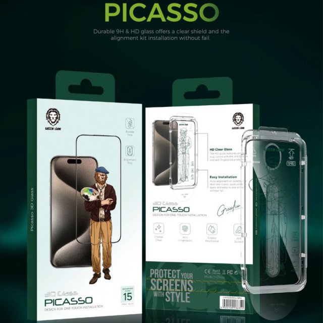 گلس شفاف پیکاسو Picasso گرین لاین آیفون iPhone 15 Pro Max