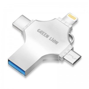 فلش مموری + مبدل گرین لاین مدل GN4IN1USB64SL ظرفیت 64 گیگابایت