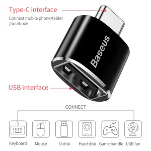 مبدل 2.0 USB به OTG Type-C بیسوس مدل Mini OTG Adaptor CATOTG-01