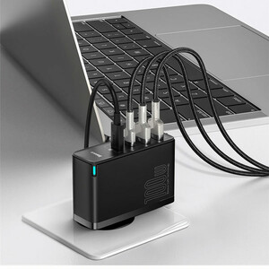 شارژر دیواری بیسوس GaN2 Pro Quick Charger CCGAN2P-L01 توان 100 وات با کابل