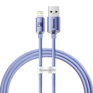 کابل شارژ USB به لایتنینگ بیسوس مدل Crystal Shine CAJY000001 طول 1.2 متر توان 2.4 آمپر