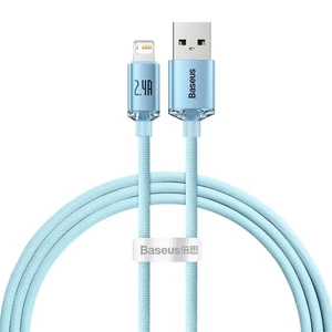 کابل شارژ USB به لایتنینگ بیسوس مدل Crystal Shine CAJY000001 طول 1.2 متر توان 2.4 آمپر