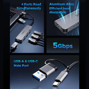 هاب USB-C/USB-A چهار پورت اوریکو مدل YSA5-U3